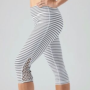 Glyder Black and White Striped Athletic Shorts